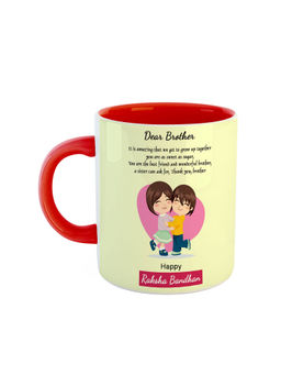 ARTBUG - Red Dear Brother Happy Raksha Bandhan Printed Ceramic Coffee Mug