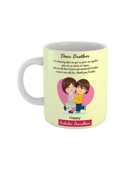 ARTBUG - White Dear Brother Happy Raksha Bandhan Printed Ceramic Coffee Mug