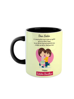 ARTBUG - Black Dear Sister Happy Raksha Bandhan Printed Ceramic Coffee Mug