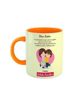 ARTBUG - Orange Dear Sister Happy Raksha Bandhan Printed Ceramic Coffee Mug