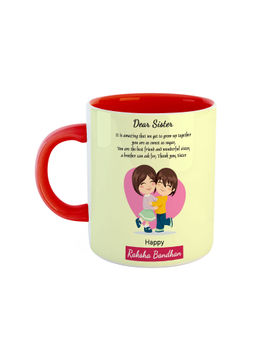 ARTBUG - Red Dear Sister Happy Raksha Bandhan Printed Ceramic Coffee Mug