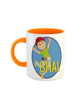 ARTBUG - Orange Best Bhai Printed Ceramic Mug