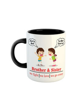 ARTBUG - Black Brother Sister We Fight Love Go Crazy Printed Ceramic Mug