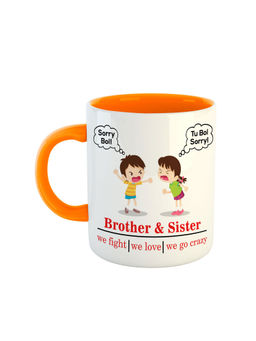 ARTBUG - Orange Brother Sister We Fight Love Go Crazy Printed Ceramic Mug