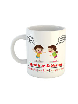 ARTBUG - White Brother Sister We Fight Love Go Crazy Printed Ceramic Mug