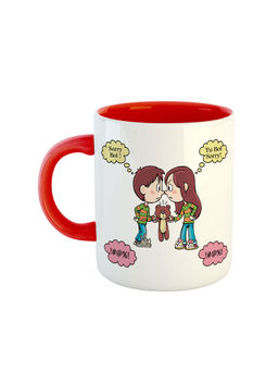 ARTBUG - Red Brother Sister We Love Crazy Fight Ceramic Mug