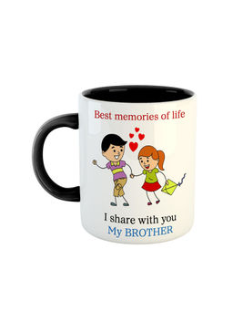 ARTBUG - Black Best Memories Of Life I Share With You My Brother Printed Ceramic Mug