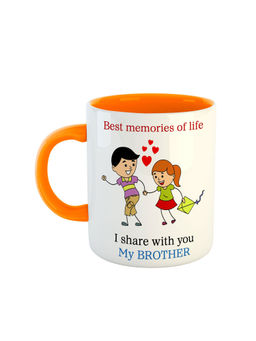 ARTBUG - Orange Best Memories Of Life I Share With You My Brother Printed Ceramic Mug