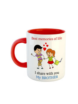 ARTBUG - Red Best Memories Of Life I Share With You My Brother Printed Ceramic Mug