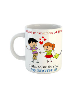 ARTBUG - White Best Memories Of Life I Share With You My Brother Printed Ceramic Mug