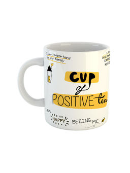 ARTBUG - White Cup Of Positive-Tea Motivational Coffee Mug