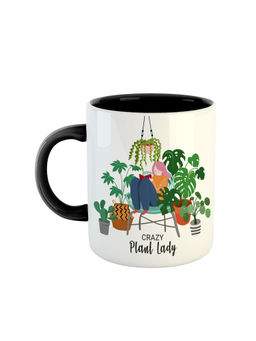 ARTBUG - Black Crazy Plant Lady Ceramic Coffee Mug