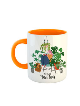 ARTBUG - Orange Crazy Plant Lady Ceramic Coffee Mug