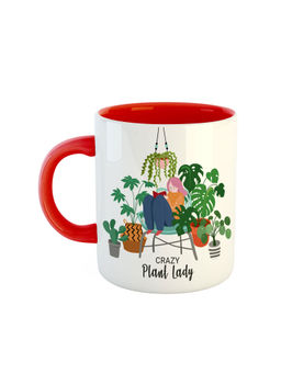 ARTBUG - Red Crazy Plant Lady Ceramic Coffee Mug