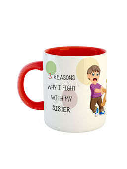 ARTBUG - Red Three Reasons Why I Fight With My Sister Ceramic Mug