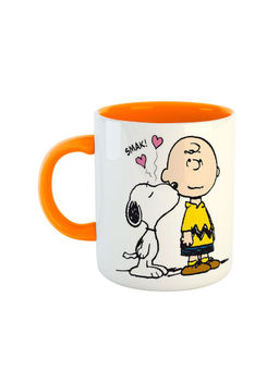 ARTBUG - Orange Snoopy And Charlie Brown Printed Coffee Mug