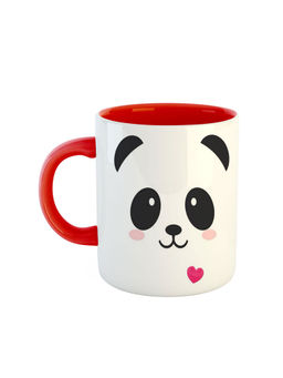 ARTBUG - Red Cute And Funny Design Panda Face Printed Ceramic Coffee Mug
