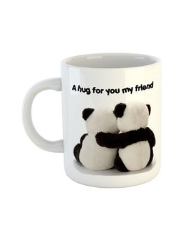 ARTBUG - White Panda A Hug For Your My Friend Printed Ceramic Coffee Mug