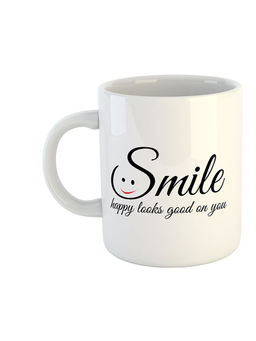 ARTBUG - White Happy Looks Good On You Quotes Coffee Mug