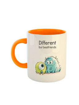 ARTBUG - Orange Different But Best Friends Quote Printed Ceramic Coffee Mug