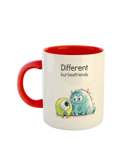 ARTBUG - Red Different But Best Friends Quote Printed Ceramic Coffee Mug