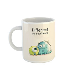 ARTBUG - White Different But Best Friends Quote Printed Ceramic Coffee Mug