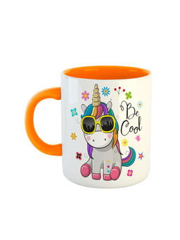 ARTBUG - Orange Be Cool Quotes Baby Unicorn Coffee Mug