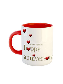 ARTBUG - Red Happy Anniversary For My Husband Quotes Coffee Mug