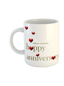 ARTBUG - White Happy Anniversary For My Husband Quotes Coffee Mug