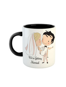 ARTBUG - Black Cute Boy & Girl Couple Getting Married Printed Coffee Mug