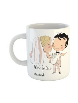 ARTBUG - White Cute Boy & Girl Couple Getting Married Printed Coffee Mug