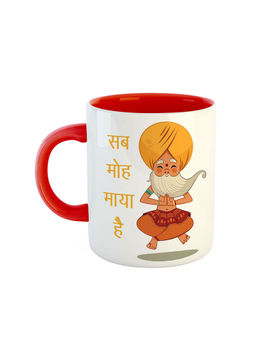 ARTBUG - Red Sab Moh Maya Hai Printed Hindi Funny Spiritual Quote Mug