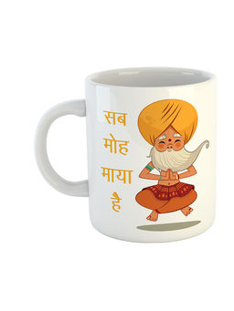 ARTBUG - White Sab Moh Maya Hai Printed Hindi Funny Spiritual Quote Mug