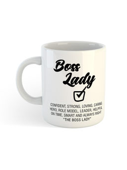 ARTBUG - White Boss Lady Theme Printed Ceramic Coffee Mug