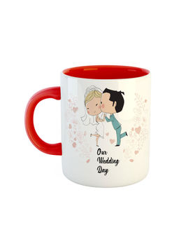 ARTBUG - Red Our Wedding Day Printed Ceramic Coffee Mug