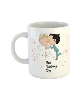 ARTBUG - White Our Wedding Day Printed Ceramic Coffee Mug