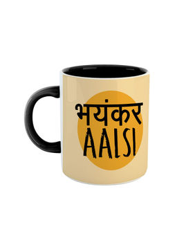 ARTBUG - Black Bhyankar Aalsi Printed Ceramic Coffee Mug