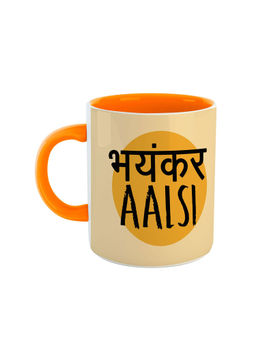 ARTBUG - Orange Bhyankar Aalsi Printed Ceramic Coffee Mug