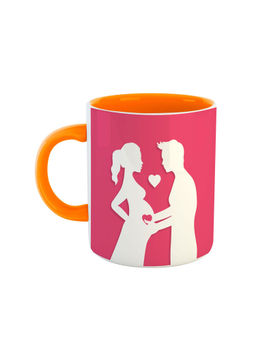 ARTBUG - Orange Pregnant Couple Printed Coffee Mug