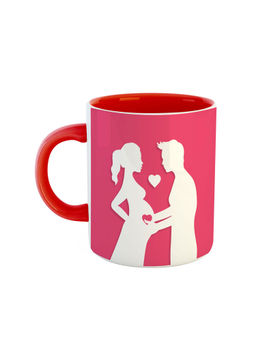 ARTBUG - Red Pregnant Couple Printed Coffee Mug