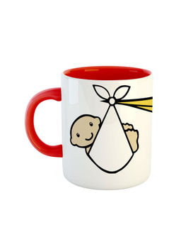 ARTBUG - Red New Baby Born Printed Ceramic Coffee Mug