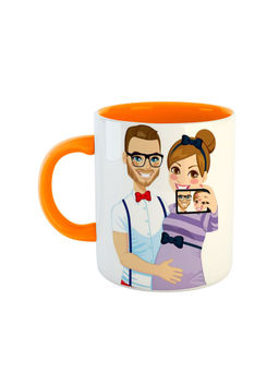 ARTBUG - Orange Pregnant Couple Ceramic Coffee Mug