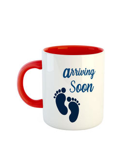 ARTBUG - Red Baby Arriving Soon Printed Ceramic Coffee Mug