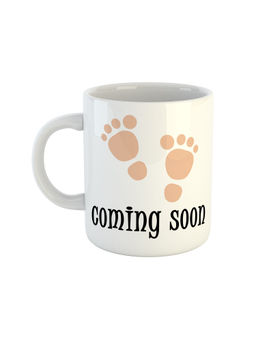 ARTBUG - White Baby Coming Soon Printed Ceramic Coffee Mug