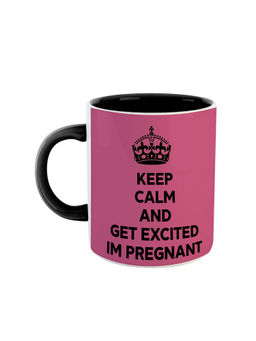 ARTBUG - Black Keep Calm And Get Excited I'm Pregnant Printed Ceramic Coffee Mug