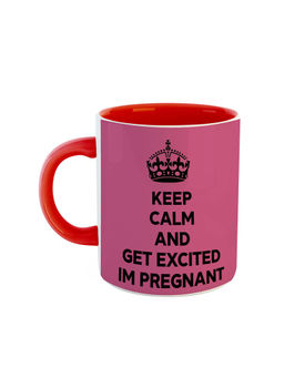 ARTBUG - Red Keep Calm And Get Excited I'm Pregnant Printed Ceramic Coffee Mug