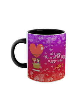 ARTBUG - Black All I Need For A Perfect Day Is Your Smile I Love You Ceramic Coffee Mug