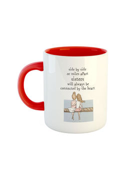 ARTBUG - Red Cute Sister Quotes Printed Ceramic Coffee Mug