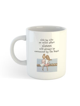 ARTBUG - White Cute Sister Quotes Printed Ceramic Coffee Mug