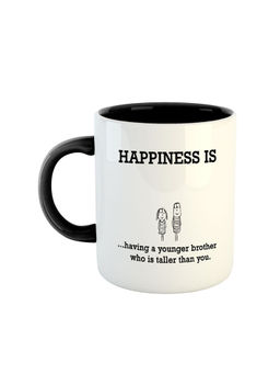 ARTBUG - Black Happiness Is Having A Younger Brother Who Is Taller Than You Printed Mug
